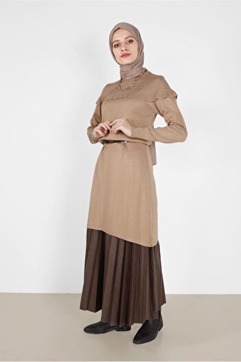 Alvina Elastic Cuffed and Flywheel Knitwear Tunik 42041