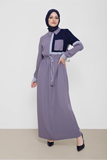 Alvina 3-COLOR CREPE DRESS WITH BANDED WAIST 42219