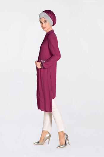 Alvina Pul Payet Detail Asymetric Chiffon Tunic 4077-1