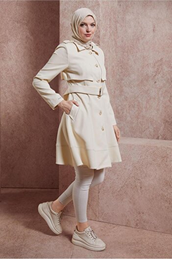Alvina 10883 Model Belted Trench Coat