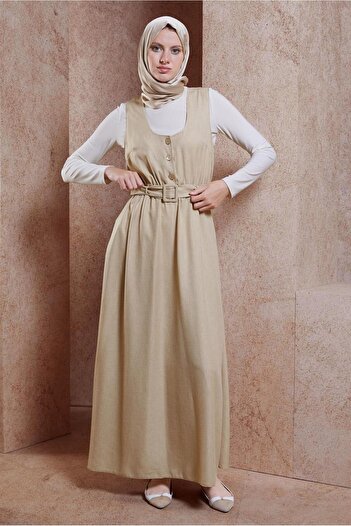 Alvina 44668 Model Gilet Belt Dress