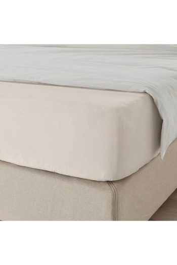 IKEA DVALA Beige Fitted Sheet 180x200 cm – 100% Cotton, Soft, Durable & Breathable, Fits Up to 26 cm