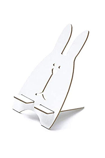 Generic Cute Rabbit Wooden Mobile Stand White 334