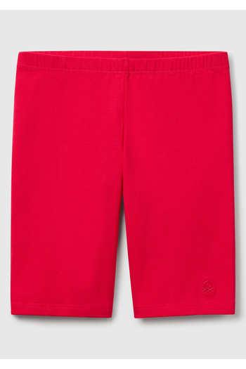 United Colors of Benetton Girl's Fuchsia Tone Sliding Tone Logo Embroidered Mini Cycling Tights