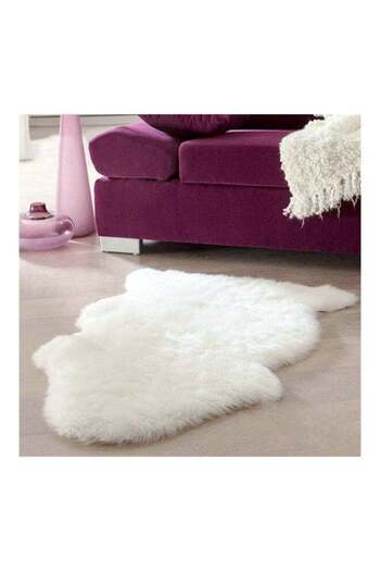 Comfy Super Soft Faux Sheep Skin Warm Hairy Carpet White 60 x 40cm