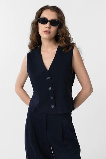 Antioch Navy Blue Slit Women's Vest