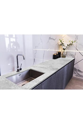 StickerArt Tezgah Üstü Fayans Kaplama Folyosu Mutfak Tezgahı Kaplama Natural Marble Grey