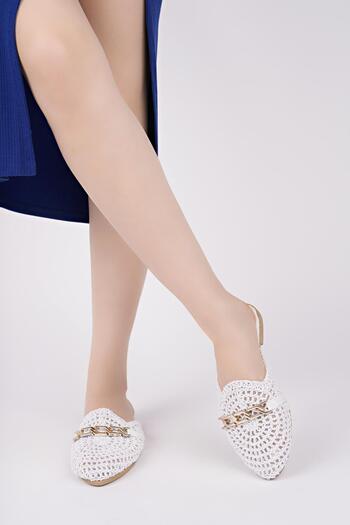 Moda Frato HST-40 Γυναικείες παντόφλες με πόρπη από άχυρο Πλεκτές παντόφλες εξωτερικού χώρου και σπιτιού