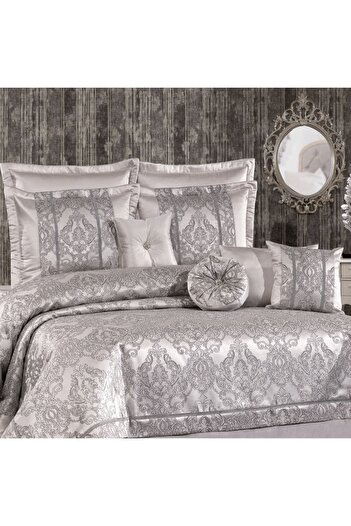Solinas Collection Helena Gray – Silver Glitter Double Dowry Bedspread