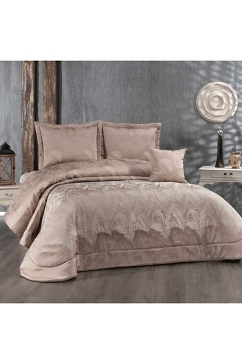 Solinas Collection Amanda Kahve – Krem Pano Çeyizlik Yatak Örtüsü