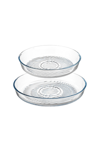 Dania 2-Piece Round Bottom Heat-Resistant Glass Oven Trays