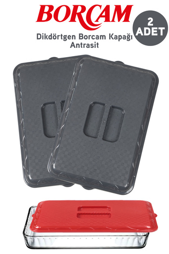 İronika Plastic Glass Cover Rectangular Anthracite 2 Pieces