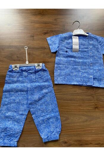 Pierre Cardin Patterned Woven 2-Piece Set with Side Buttons and Rubberized Legs