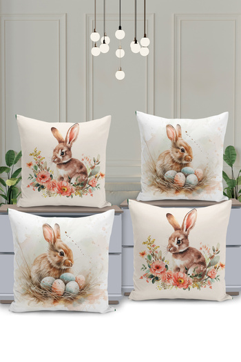 Filamente 4-Piece Double-Sided Digital Printing Throw Pillow Cover Easter - Happy Easter Themed