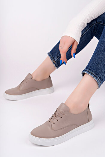 Deripabuc Genuine Leather Mink Women's Leather Sneaker Vns-M01
