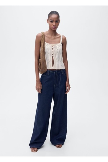 MANGO Woman Combined Blouse with Openwork Details