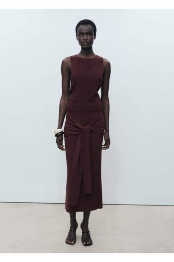 MANGO Woman Knitwear Skirt with Knot Detail