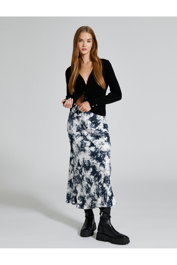 Koton Midirock mit normaler Taille, Batikmuster aus Viskose