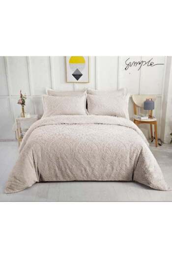 Comfy 6 PC COTTON EMBROIDERED FLORAL DESIGN CREAM COMFORTER SET KING SIZE