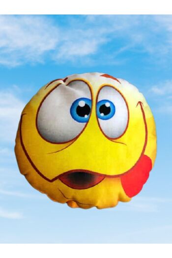 AZİZ OYUNCAK 25 Cm Cute Emoji Humorous Cartoon Themed Round Toy Pillow Yellow Colored