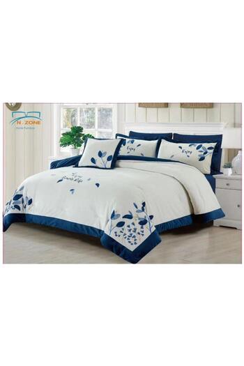 Generic En Zone Winter Double Bedspread 8 Pieces || Navy Blue