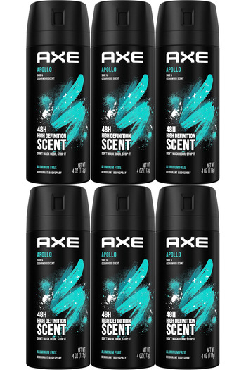 Axe مزيل عرق بخاخ للجسم من أبولو برائحة المريمية وخشب الأرز 113 جم × 6