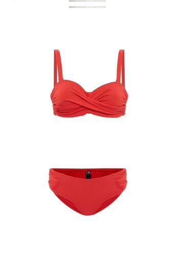 AQUAVİVA Aquaviva Women's Red Biana Rotating Strapless Bikini Set