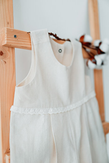 Gülümse Baby Children's Jumpsuit Alice Girl's Linen Jumpsuit