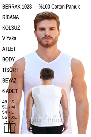 Berrak Ribana Cotton Sleeveless Undershirt Body - 6 Pieces Erbi̇l Marqa