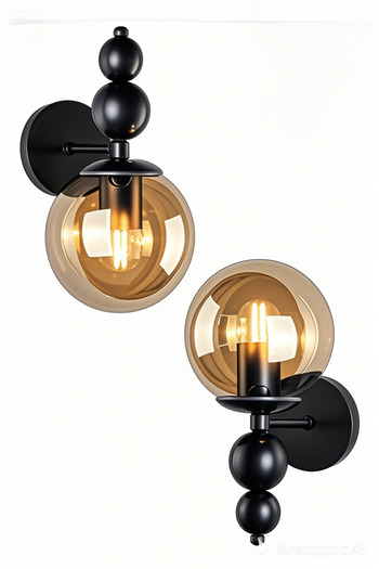 ATLANTİK AYDINLATMA 2 Pieces Wired Wall Lamp Bulk Sconce Glass Head Metal Body