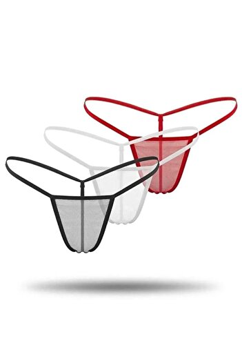 Cicişim Women's Lingerie 3-Piece Thong String with Transparent Plus Size Options