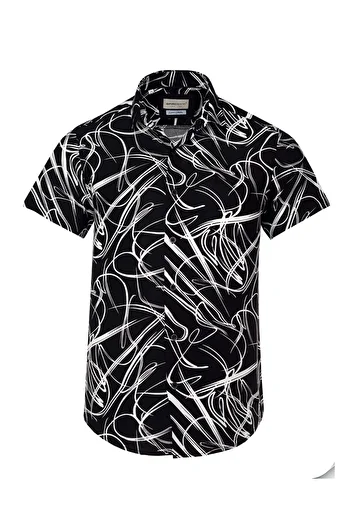 tambattal Large Size Patterned Viscose Shirt Short Sleeve Suitable for 120Kg-190Kg