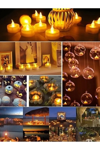 YASİMA Ledli Mum Tealight Işıklı Dumansız Alevli Sarı Led Mum Pilli 6 Adet Pil Dahil SEVGİLİLER GÜNÜ