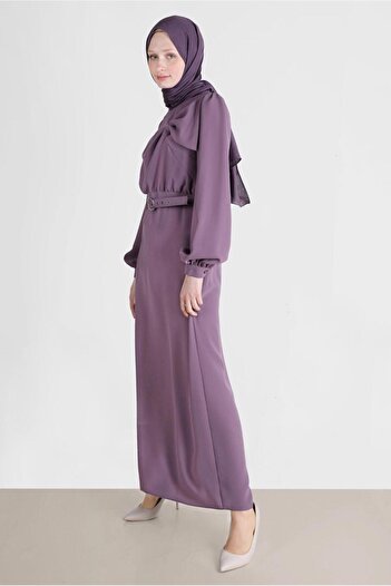 Alvina 42649 Model Dress with Belt and Bow Detail
