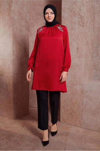 Alvina Satin Tunic - Stone Printed, Model 44586