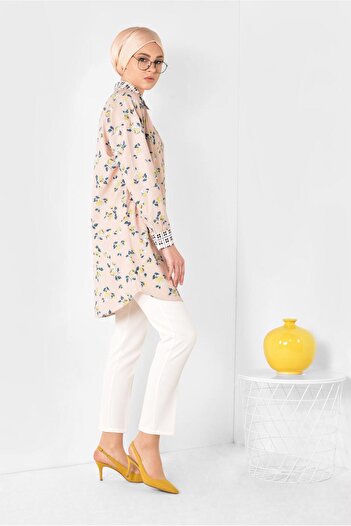 Alvina Plaid Print Neckline and Cuffed Tunic 4909