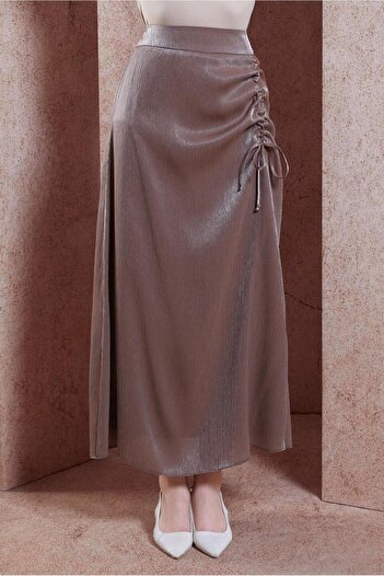 Alvina 60565 Model Satin Textured Wrap Skirt