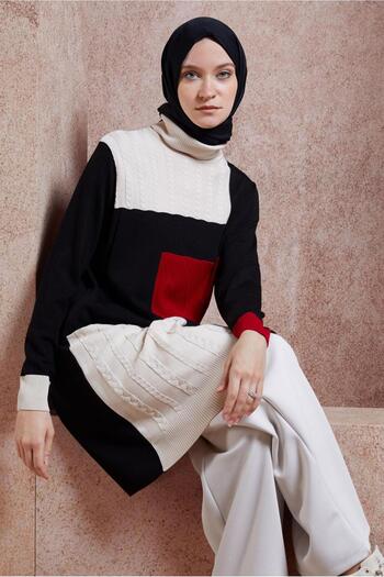 Alvina 44908 Model Color Blocked Knitwear Tunic