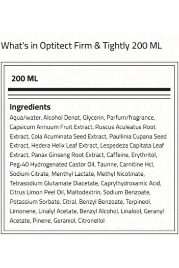 OptiTect Firm & Tightly, 200 ML, Firm & Tone Skin, Enhances Circulation