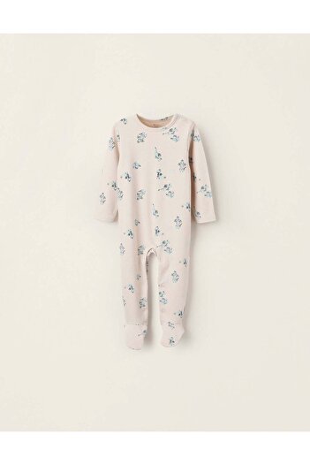 Ziddy Cotton Sleepsuit with Dragon Motif for Baby Boys, Beige