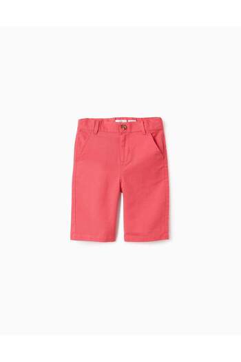 Ziddy Cotton and Linen Chino Shorts for Boys 'Long', Red