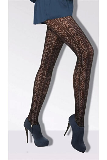 FantaziAtölyesi Opportunity Byr Daymod Women's Amatista Micro Mesh Patterned Pantyhose New