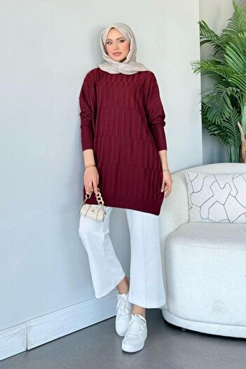 Şulemoda Giyim Baklava Desen Tunik Bordo