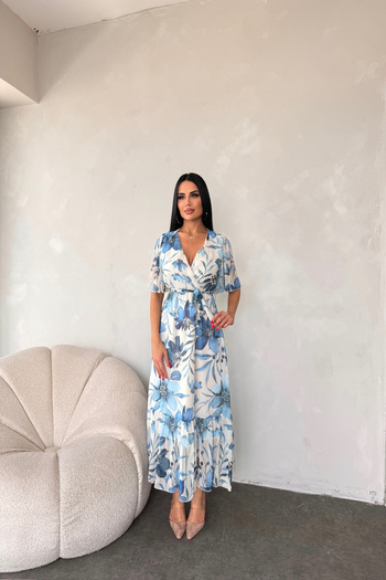 LİLA İSTANBUL Rochie de vară cu guler dublu cu imprimeu floral
