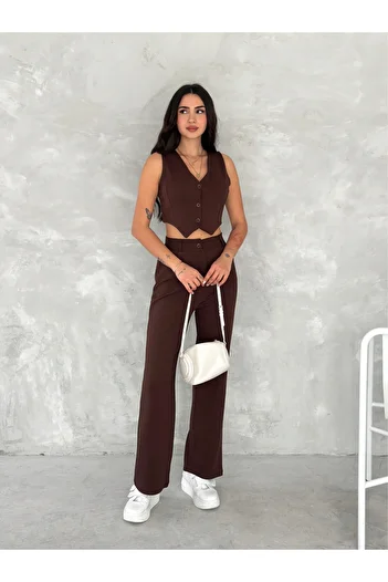 sportiness Crepe Vest and Trousers Set