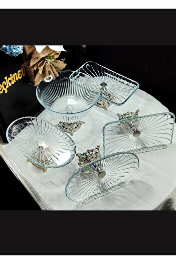 SEÇKİNEV Elegant Cast Leg 5 Piece Silver Presentation Set