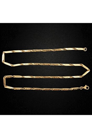 Tasarım Çelik Kolye Titanyum Melon Motifli Model 2 mm 55 cm Altın Sarısı Gold