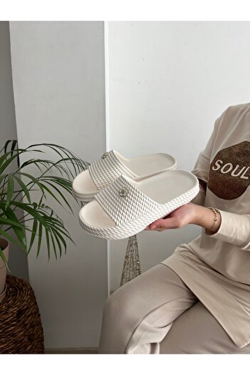 Behtah Kundura 2 pietre Design elegant Față deschisă Plajă Piscina Grădină Mare Vară Papuci de zi cu talpă moale și groasă
