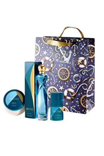 Oriflame Divine set for women (perfume 50 ml, body cream 250, roll-on 50) and gift bag included