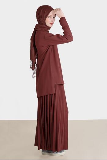 Alvina 42612 Model Print Detailed Double Skirt Set
